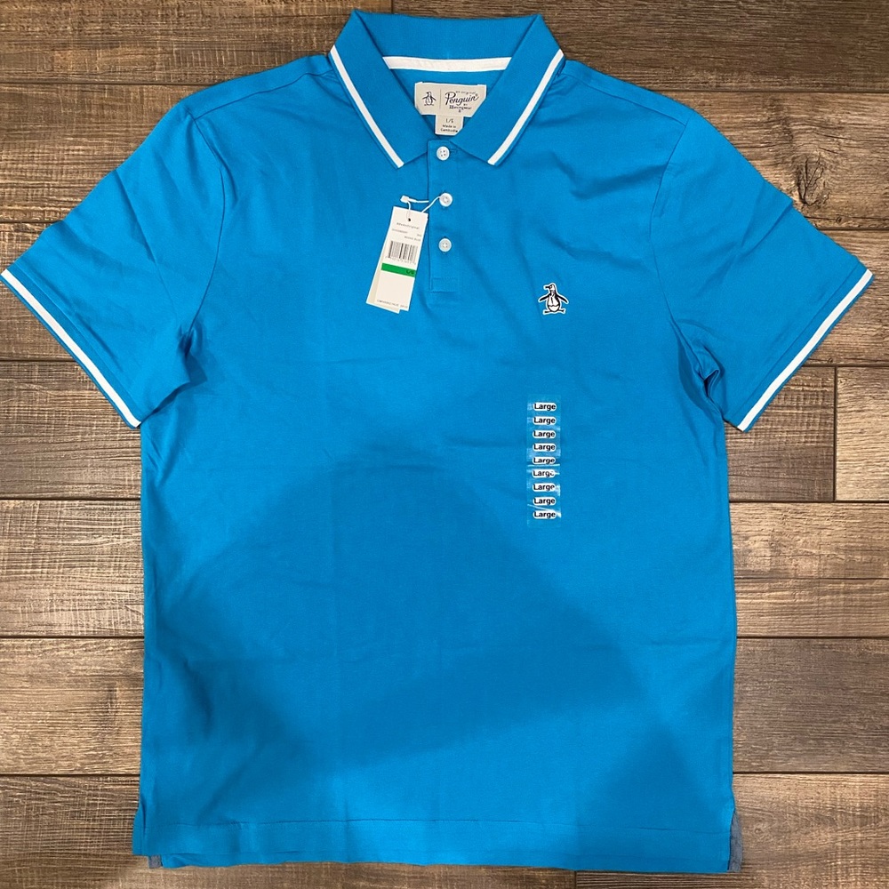 ✨NWT Original Penguin Mosaic Blue Mens Polo SIZE LARGE